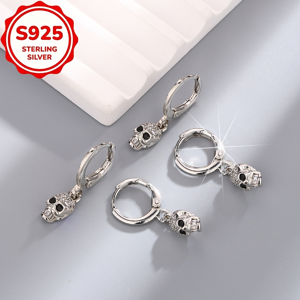 2pcs S925 Silver Skull Shaped Ear Cuffs for Women